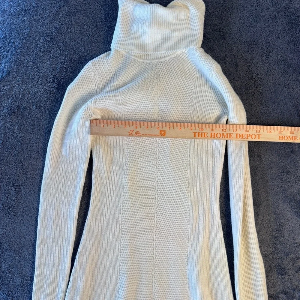 Lauren Ralph Lauren Dress XS Cream Off White Ribbed Turtleneck Sweater Knit Mini - Picture 2 of 6